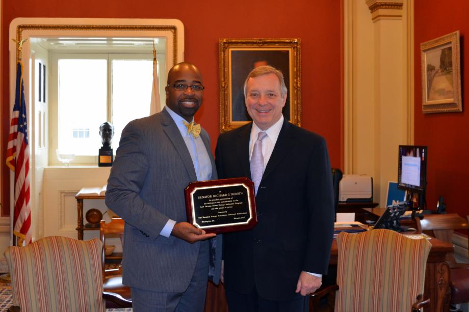 U.S. Senator Dick Durbin (D-IL) received an award from National Energy Assistance Directors' Association for his support of the Low Income Home Energy Assistance Program.